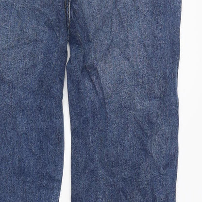 Marks and Spencer Girls Blue Cotton Skinny Jeans Size 14 Years L28 in Regular Zip - Distressed