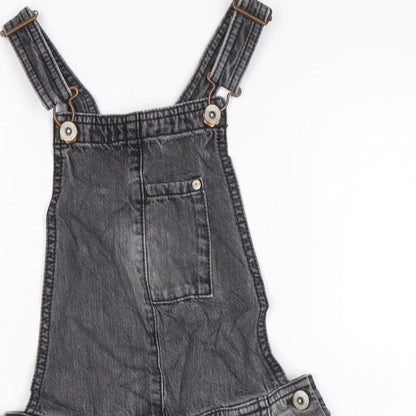 NEXT Girls Grey Cotton Dungaree One-Piece Size 9 Years Snap - PIT TO PIT 7.5I N