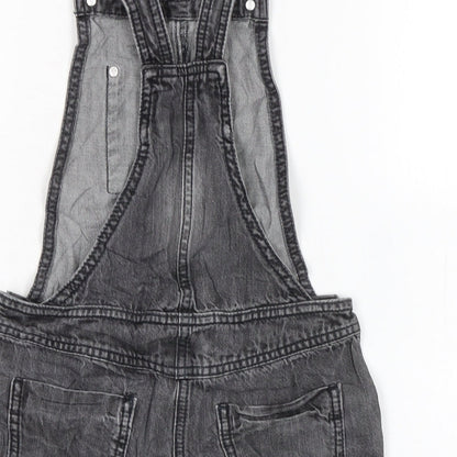 NEXT Girls Grey Cotton Dungaree One-Piece Size 9 Years Snap - PIT TO PIT 7.5I N