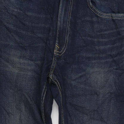 Marks and Spencer Mens Blue Cotton Blend Skinny Jeans Size 34 in L31 in Regular Zip