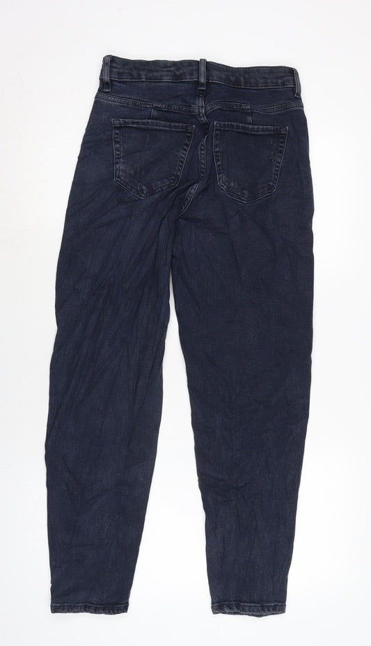 Marks and Spencer Womens Blue Cotton Blend Skinny Jeans Size 8 L27.5 in Regular Zip