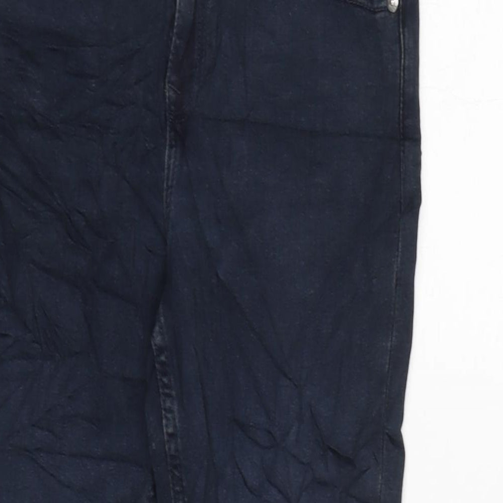 Marks and Spencer Girls Blue Houndstooth Cotton Straight Jeans Size 11-12 Years L24 in Regular Zip