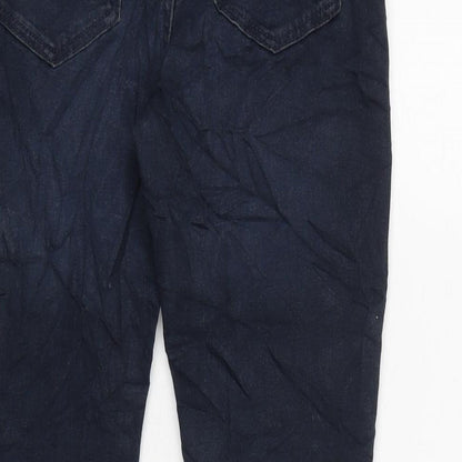 Marks and Spencer Girls Blue Houndstooth Cotton Straight Jeans Size 11-12 Years L24 in Regular Zip