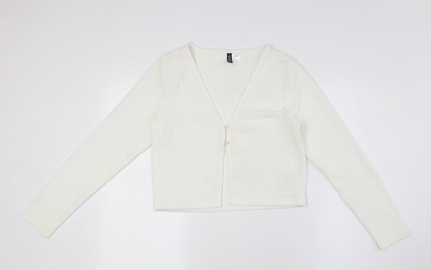 Divided by H&M Womens Ivory Polyester Basic Button-Up Size M V-Neck