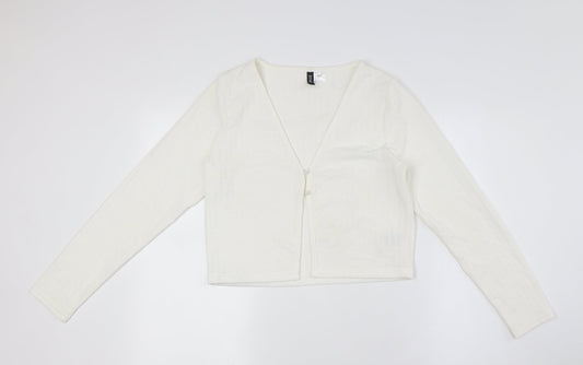 Divided by H&M Womens Ivory Polyester Basic Button-Up Size M V-Neck