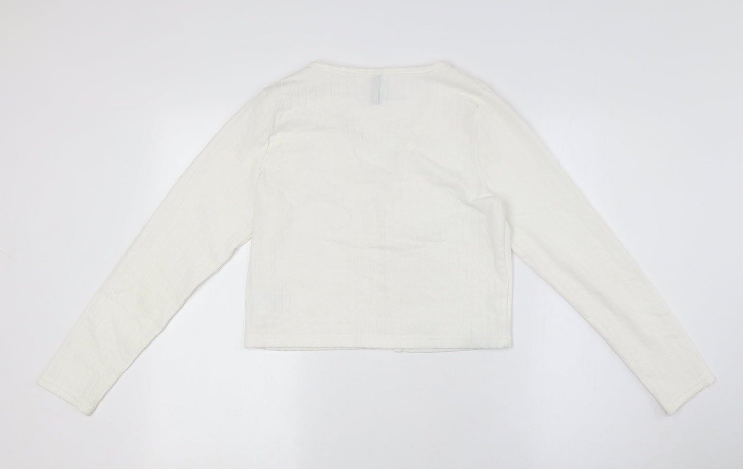 Divided by H&M Womens Ivory Polyester Basic Button-Up Size M V-Neck