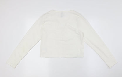 Divided by H&M Womens Ivory Polyester Basic Button-Up Size M V-Neck