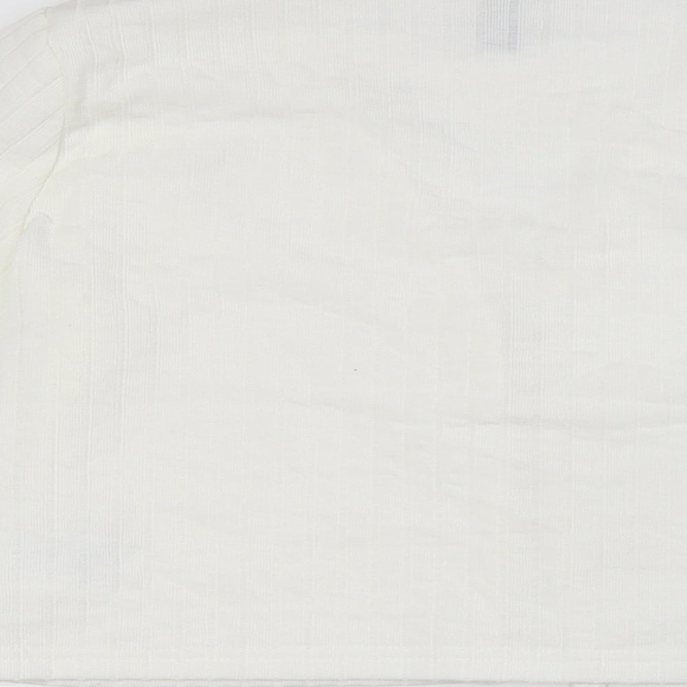 Divided by H&M Womens Ivory Polyester Basic Button-Up Size M V-Neck