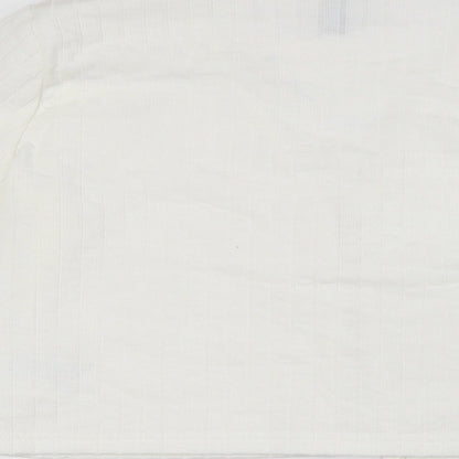 Divided by H&M Womens Ivory Polyester Basic Button-Up Size M V-Neck