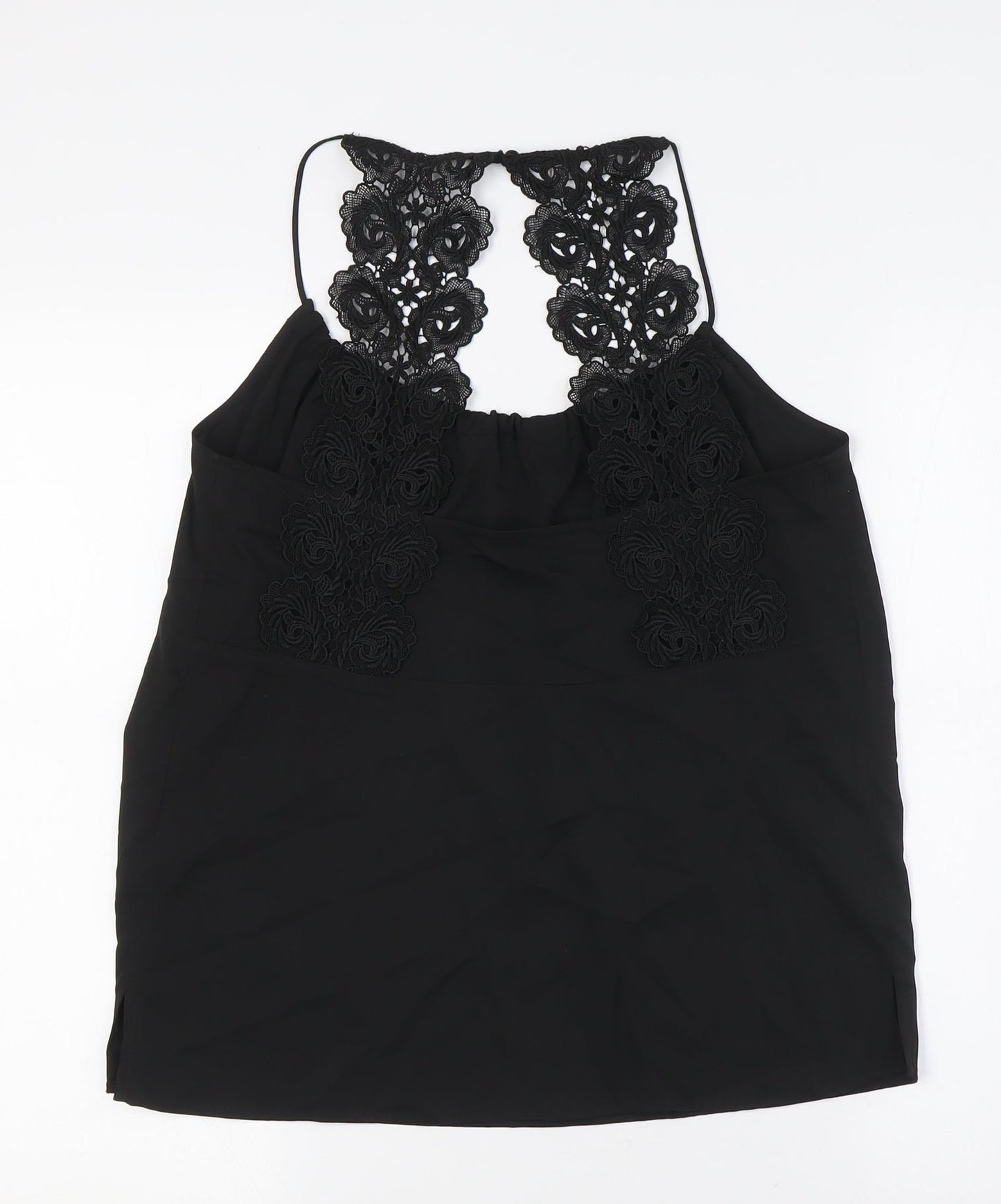 French Connection Womens Black Polyester Camisole Button-Up Size XS Scoop Neck - Lace Straps