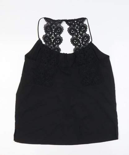 French Connection Womens Black Polyester Camisole Button-Up Size XS Scoop Neck - Lace Straps