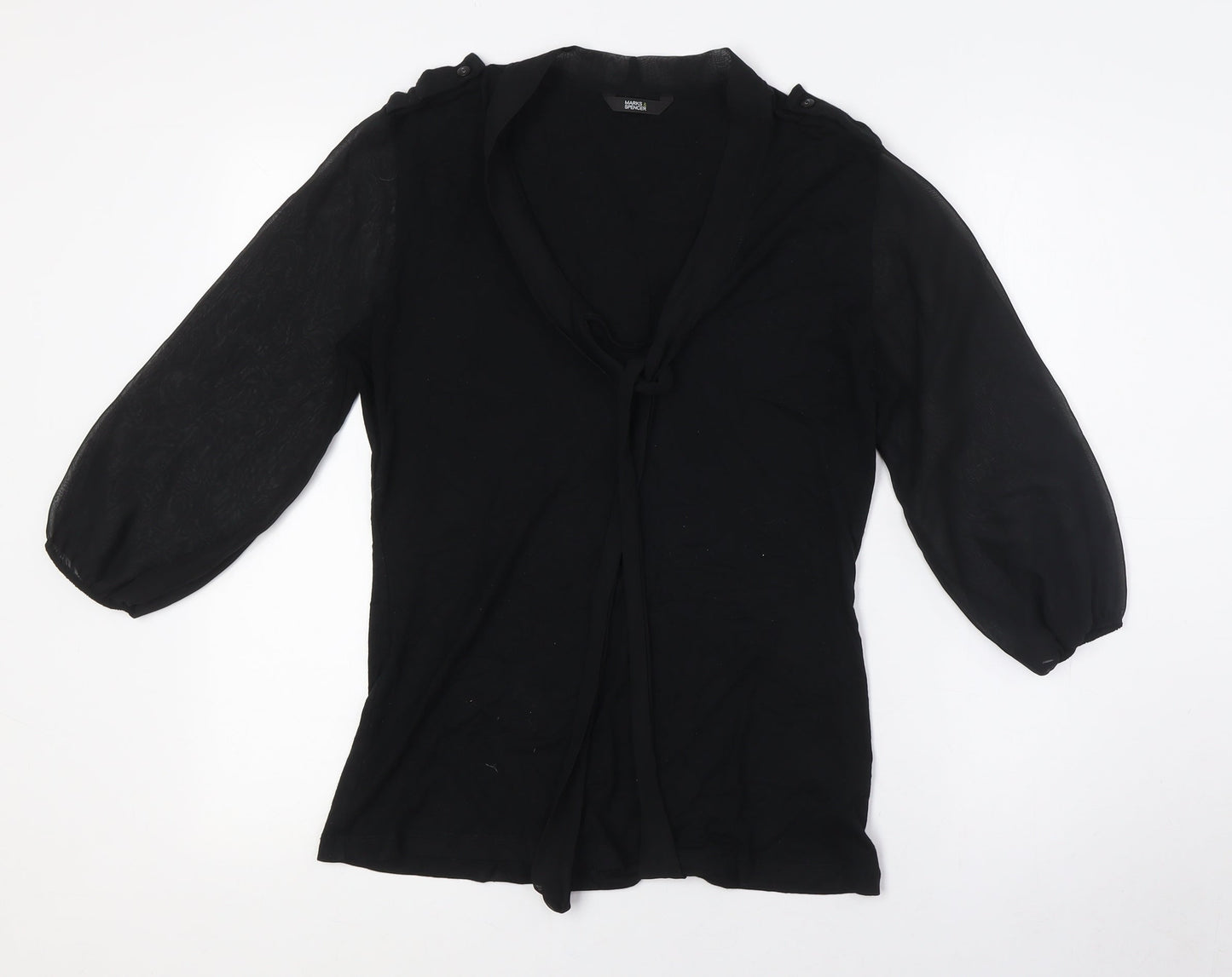 Womens UK Size 10 Marks and Spencer Black Basic Button-Up
