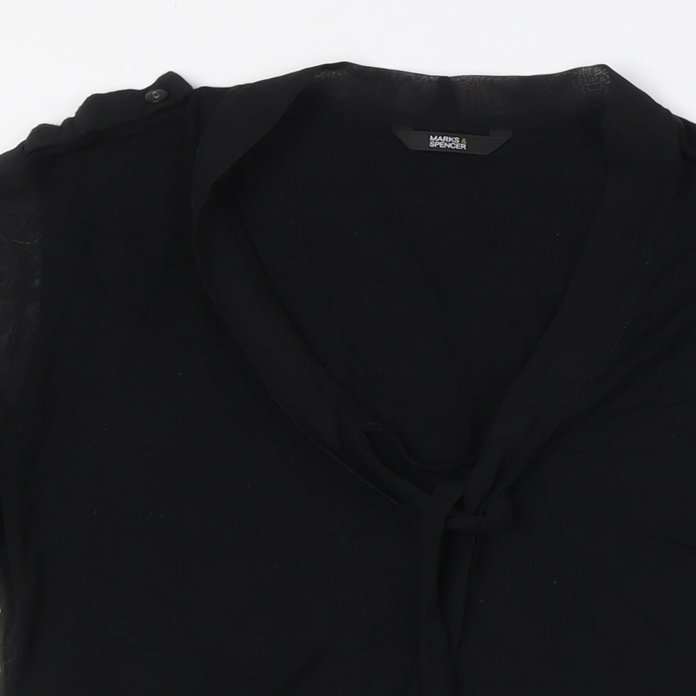 Womens UK Size 10 Marks and Spencer Black Basic Button-Up