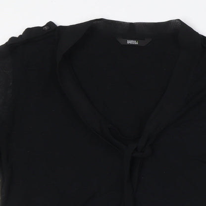 Womens UK Size 10 Marks and Spencer Black Basic Button-Up