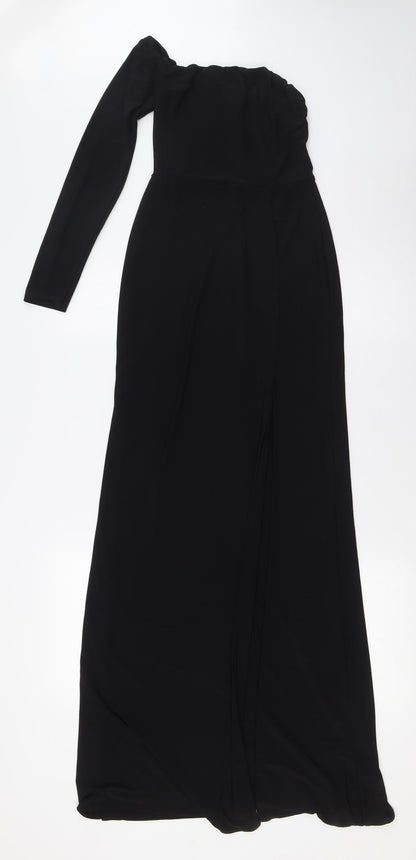 Club L Womens Black Polyester A-Line Size 8 One Shoulder