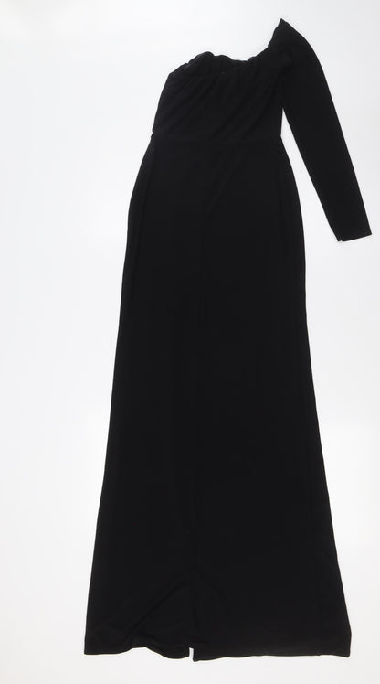 Club L Womens Black Polyester A-Line Size 8 One Shoulder