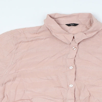 M&Co Womens Pink Viscose Basic Button-Up Size 20 Collared