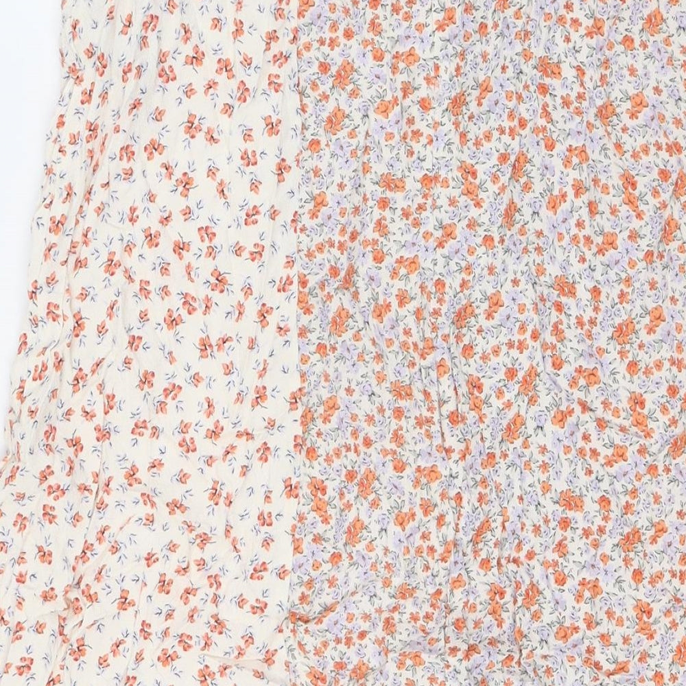 New Look Womens Multicoloured Floral Viscose A-Line Skirt Size 16 Zip