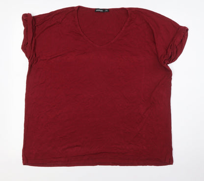 Boohoo Womens Red Viscose Basic T-Shirt Size M Round Neck - Size M-L