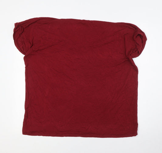 Boohoo Womens Red Viscose Basic T-Shirt Size M Round Neck - Size M-L