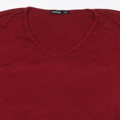 Boohoo Womens Red Viscose Basic T-Shirt Size M Round Neck - Size M-L