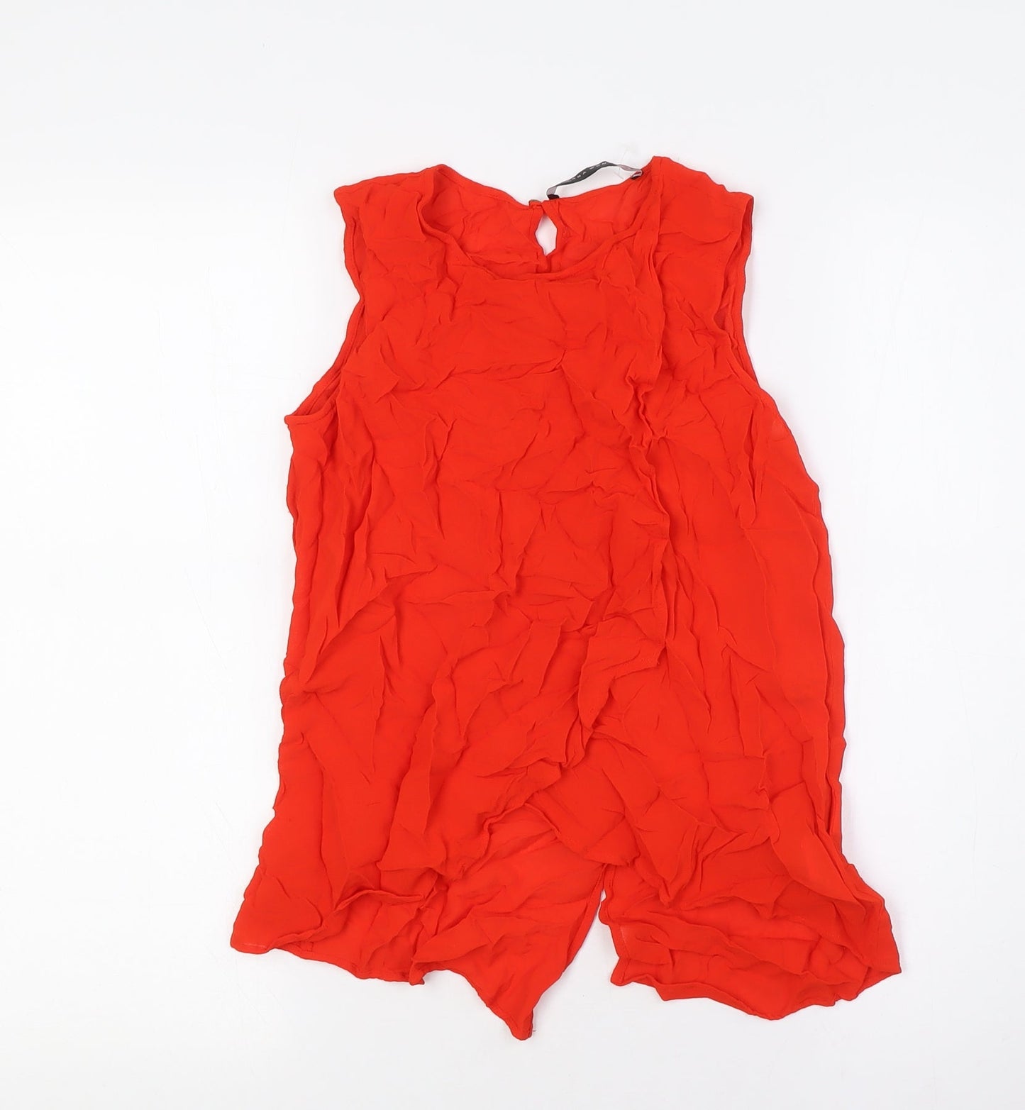 Womens UK Size S Zara Red Basic Button-Up