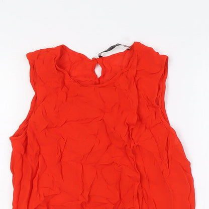 Womens UK Size S Zara Red Basic Button-Up