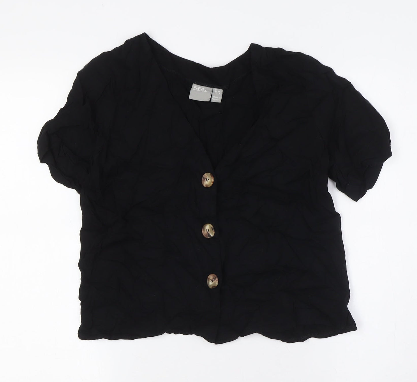 Womens UK Size 6 ASOS Black Basic Button-Up
