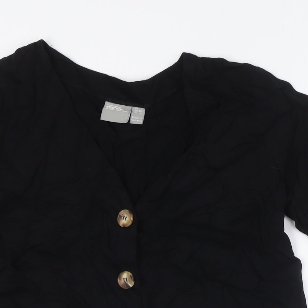 Womens UK Size 6 ASOS Black Basic Button-Up