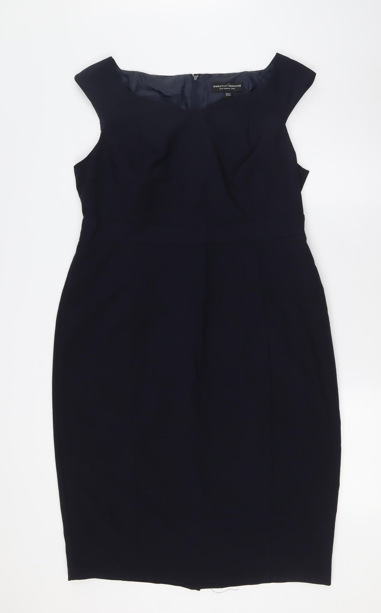 Dorothy Perkins Womens Blue Polyester Pencil Dress Size 16 Boat Neck Zip