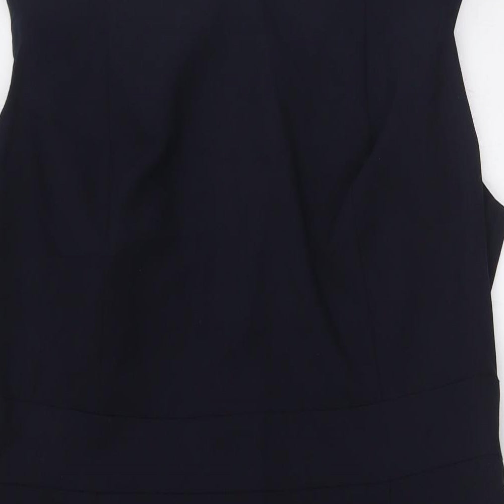 Dorothy Perkins Womens Blue Polyester Pencil Dress Size 16 Boat Neck Zip