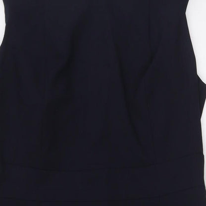 Dorothy Perkins Womens Blue Polyester Pencil Dress Size 16 Boat Neck Zip