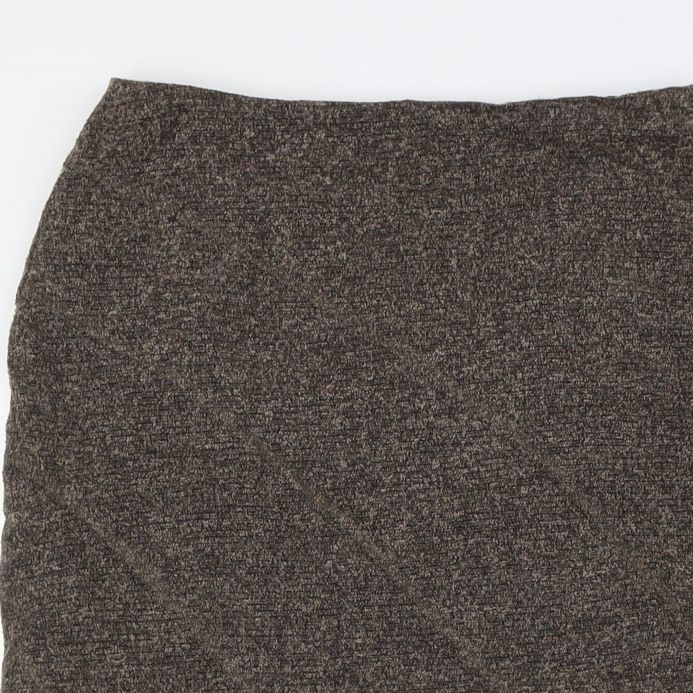 Precis Womens Brown Viscose A-Line Skirt Size 10 Zip