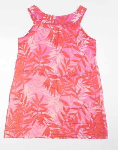 Red Herring Womens Pink Cotton A-Line Size 14 Round Neck