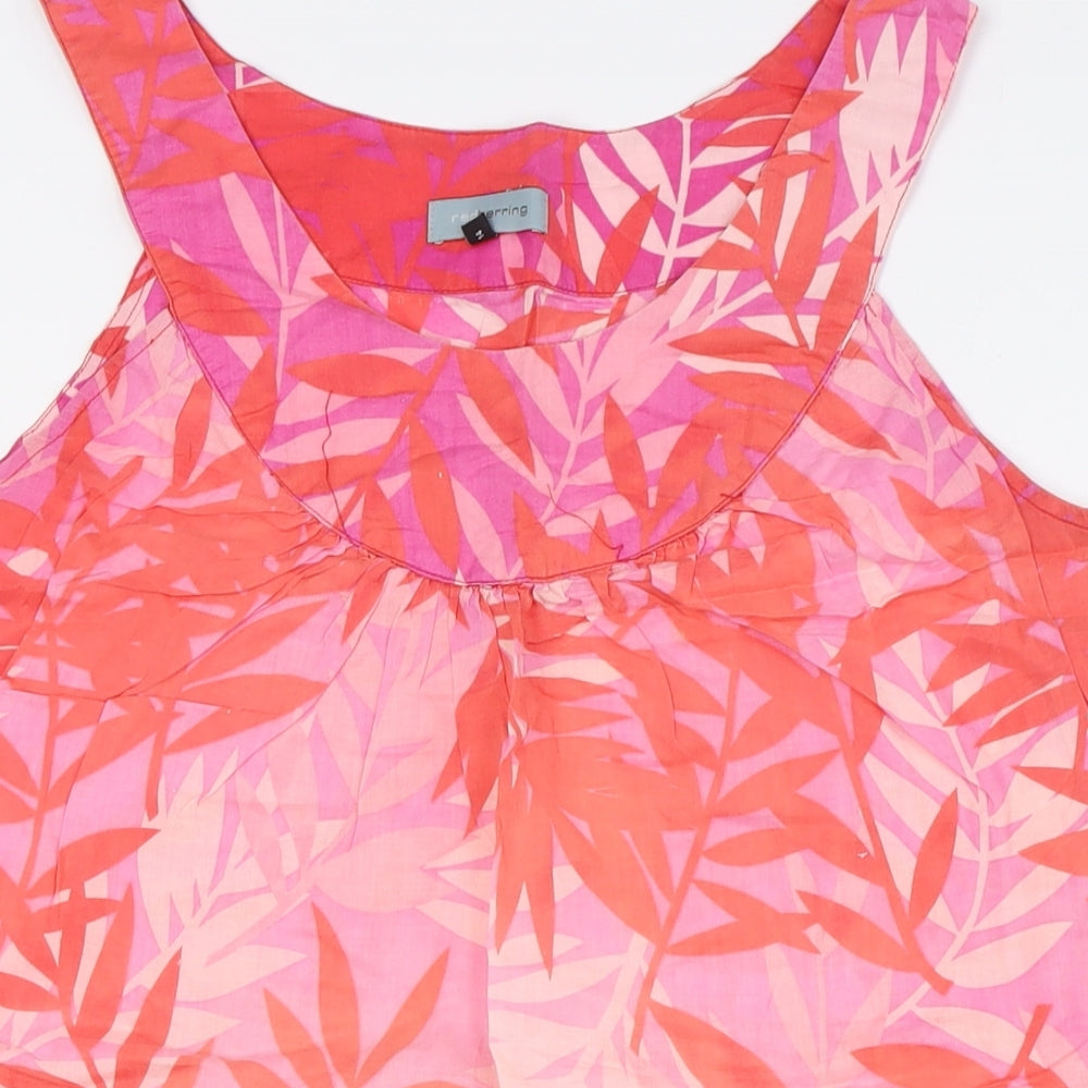 Red Herring Womens Pink Cotton A-Line Size 14 Round Neck