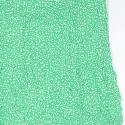 New Look Womens Green Floral Viscose A-Line Skirt Size 14 Zip