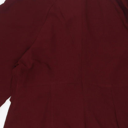 Topshop Womens Red Polyester A-Line Size 14 Round Neck Zip - Key Hole Front