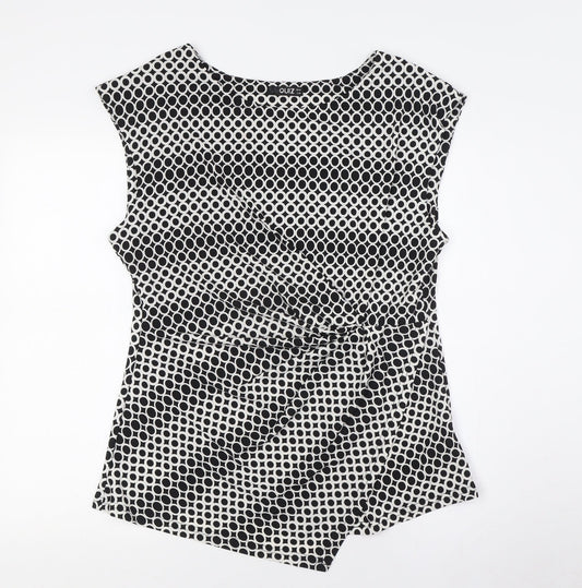 Quiz Womens Black Polyester Basic Button-Up Size 16 Boat Neck - Knot Front