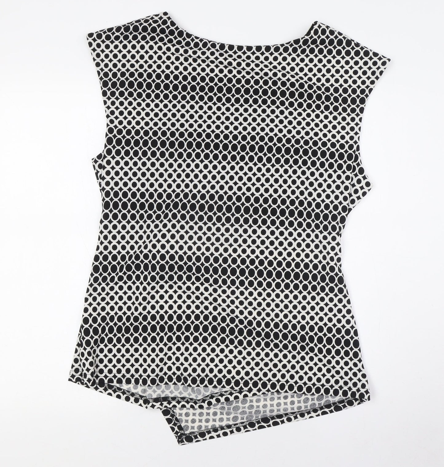 Quiz Womens Black Polyester Basic Button-Up Size 16 Boat Neck - Knot Front