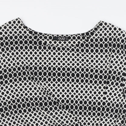 Quiz Womens Black Polyester Basic Button-Up Size 16 Boat Neck - Knot Front