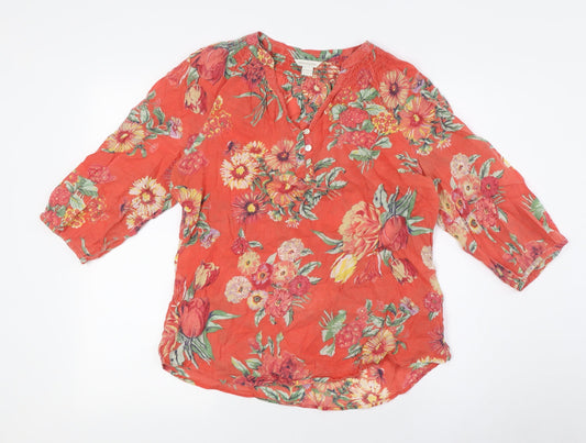 Womens UK Size 12 Monsoon Orange Basic Button-Up