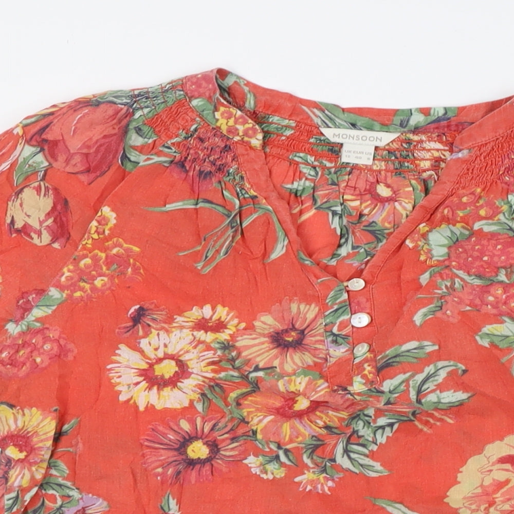 Womens UK Size 12 Monsoon Orange Basic Button-Up