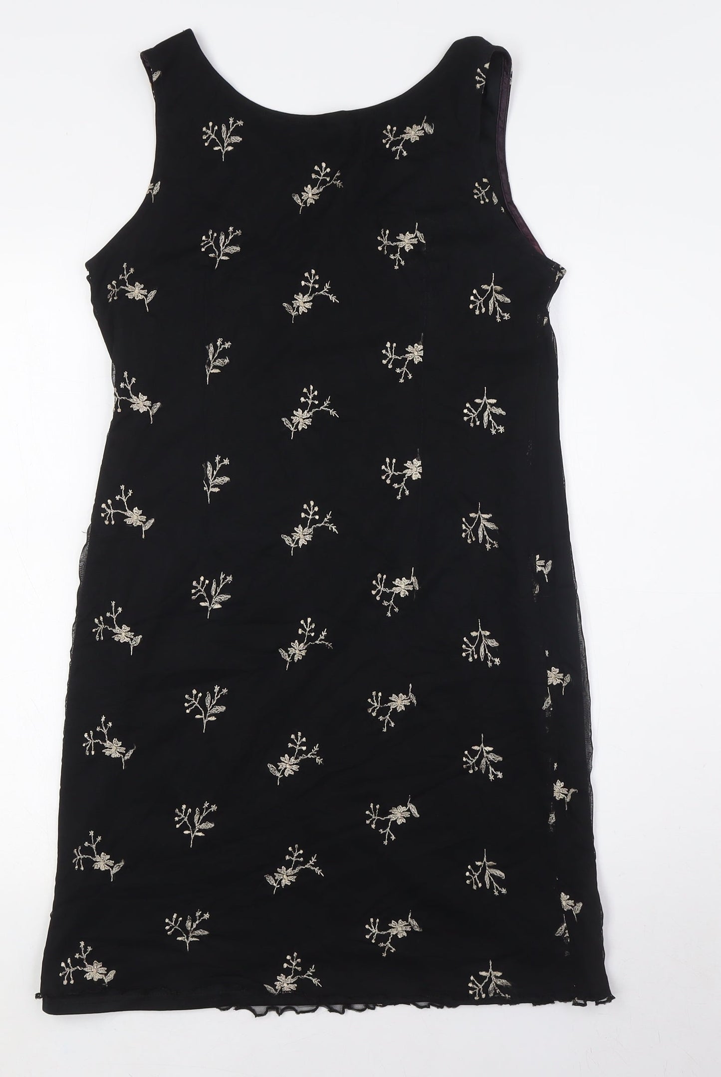 Dorothy Perkins Womens Black Floral Viscose Pencil Dress Size 14 Round Neck
