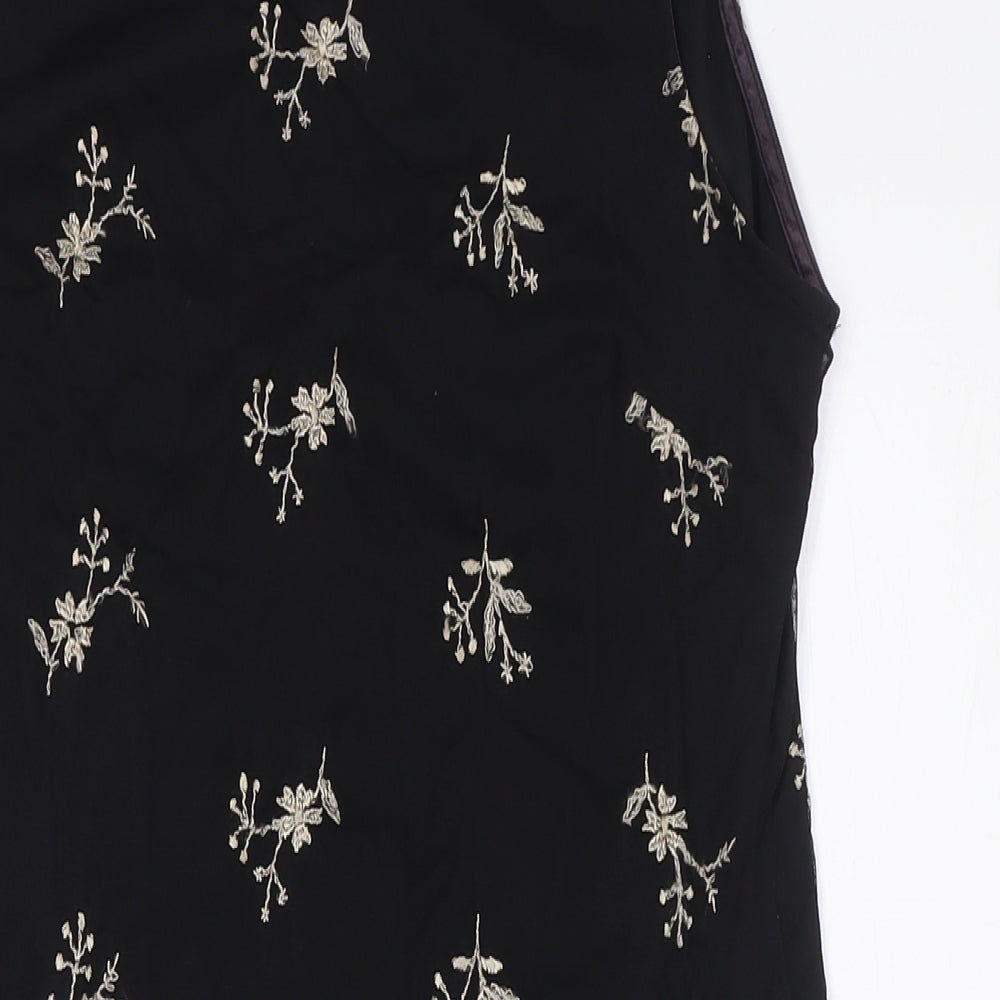 Dorothy Perkins Womens Black Floral Viscose Pencil Dress Size 14 Round Neck