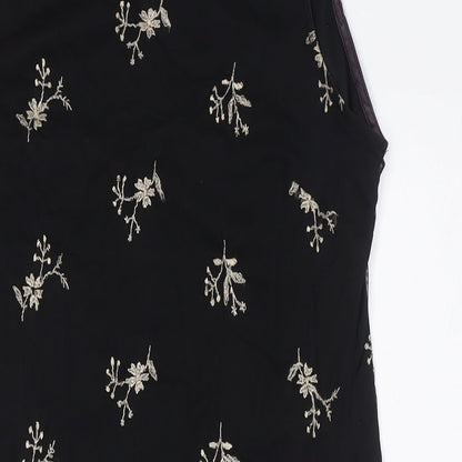 Dorothy Perkins Womens Black Floral Viscose Pencil Dress Size 14 Round Neck