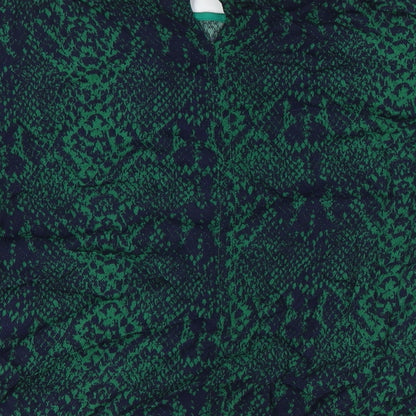 Denim Hunter Womens Green Animal Print Viscose Basic Button-Up Size 10 Boat Neck