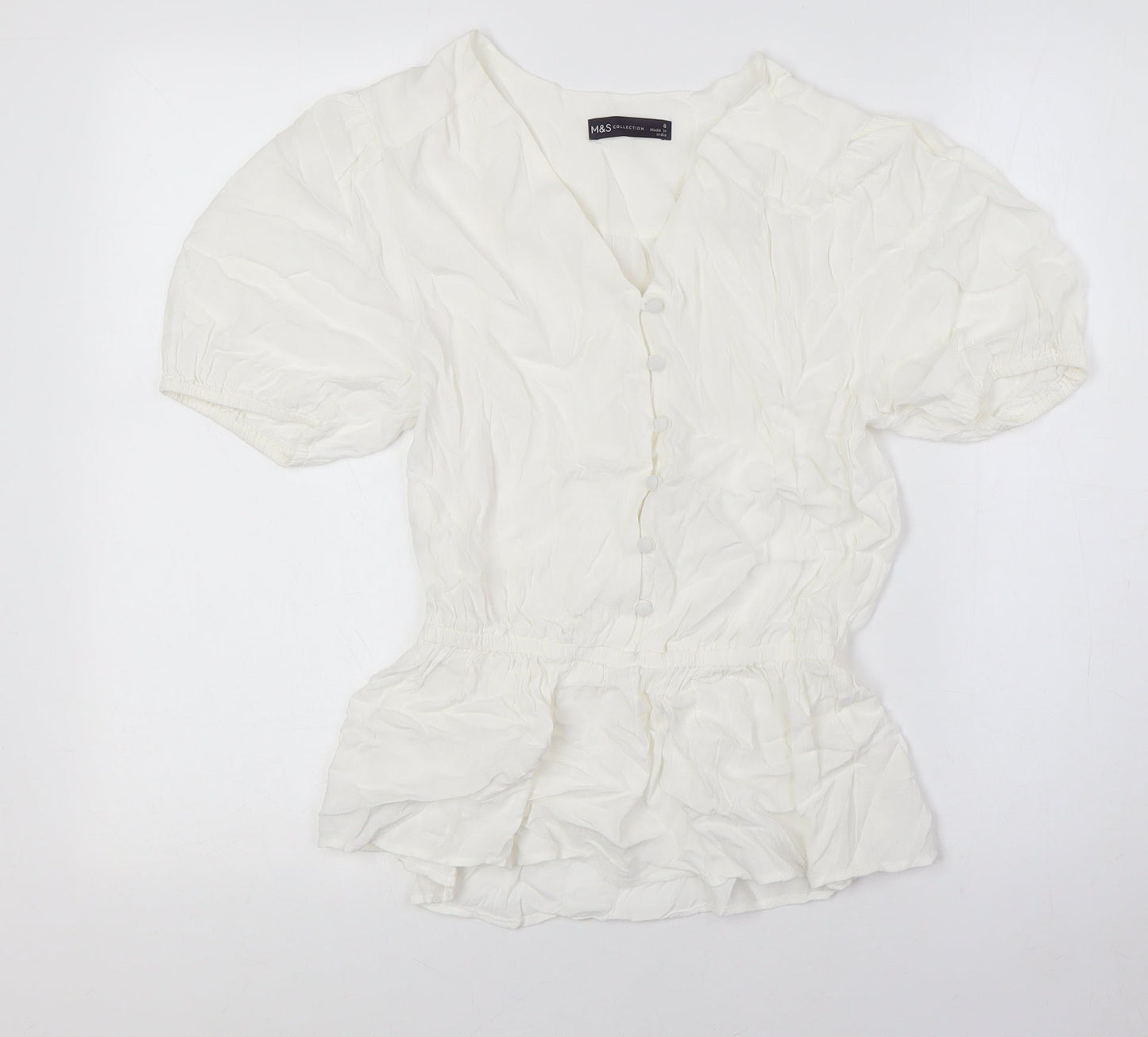 Womens UK Size 8 Marks and Spencer Ivory Basic Button-Up