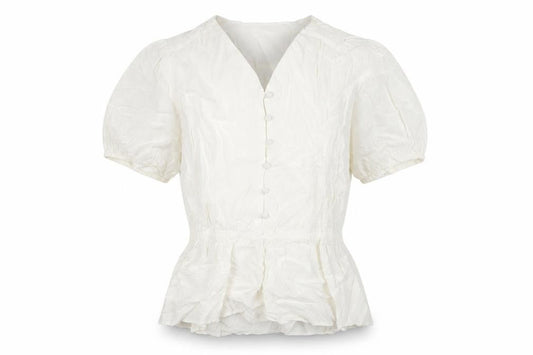 Marks & Spencer Womens Ivory Polyester Basic Button-Up Size 8 V-Neck