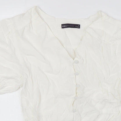 Womens UK Size 8 Marks and Spencer Ivory Basic Button-Up