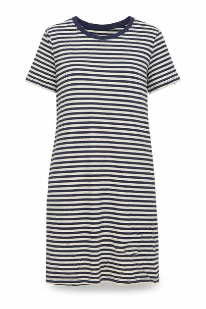 H&M Womens Blue Striped Cotton A-Line Size M Crew Neck